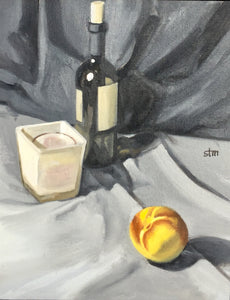 Peach Candle Wine - Original Oil Painting