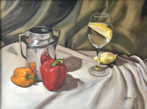 Water with Lemon - Original Oil Painting