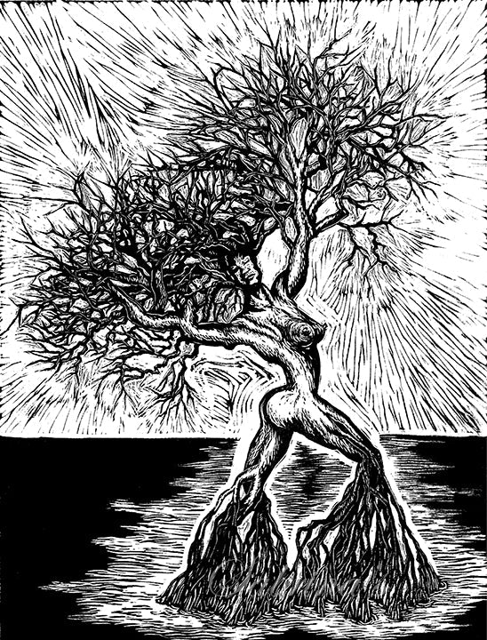 Like a Tree - Original Linocut Print
