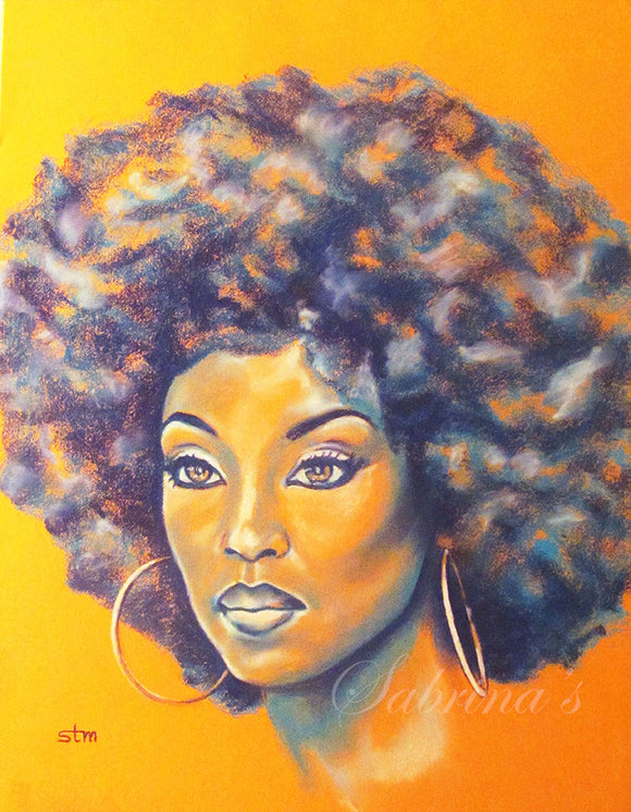 Rebekah - Afro Chic, Chalk Pastel, Afro Art, African American Art, Black Art