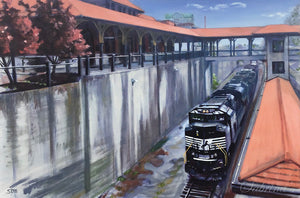 The Depot, Locomotive Art, Train Art, Landscape Art, Art Prints, Landscape Art Prints, Fall Art