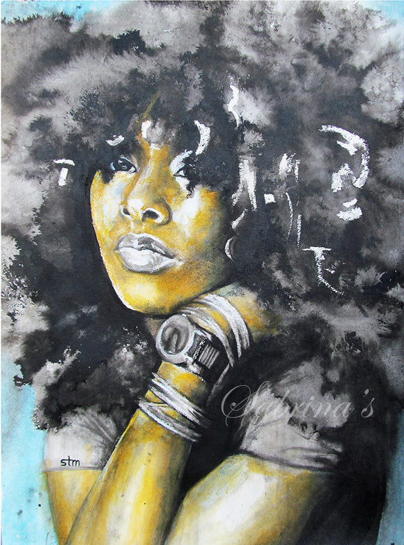 Unapologetic Fine Art Giclee Print, Unapologetically Black Woman with Afro, African American Art, Black Art